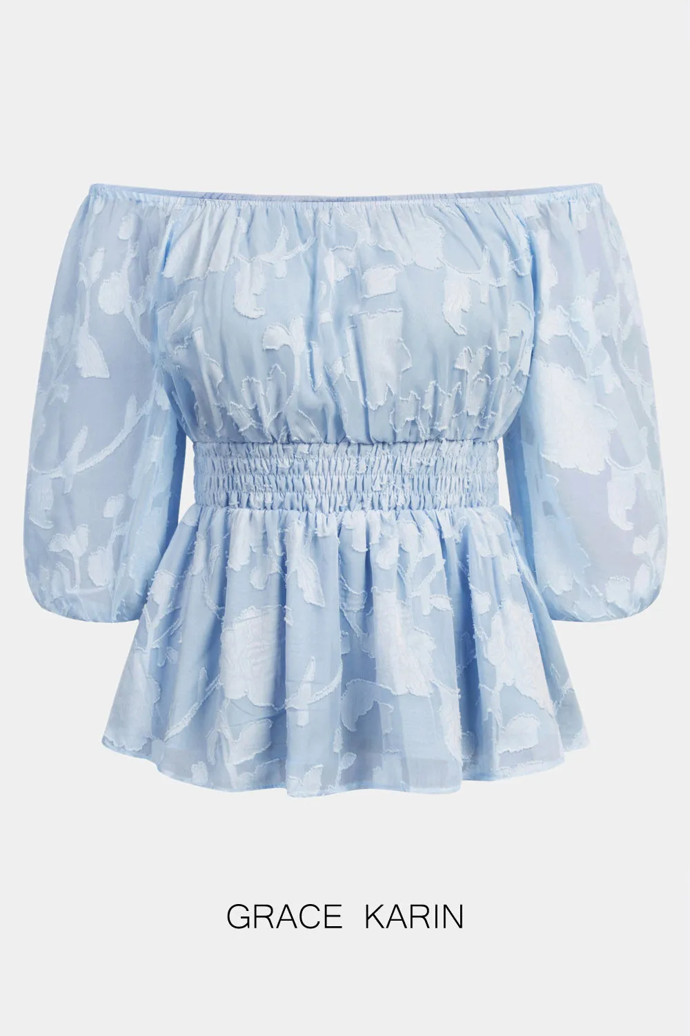 GRACE KARIN Smocked Waist Short Sleeve Square Neck Tops sold by Grace Karin product image thumbnail 4