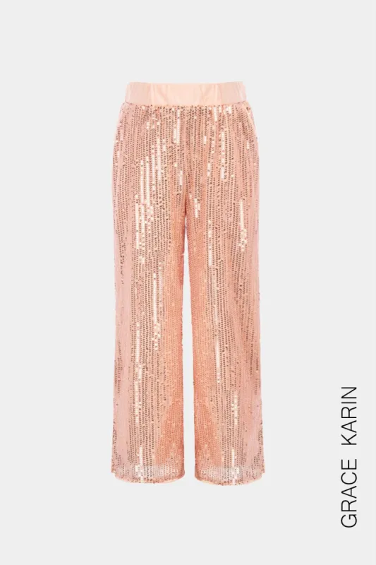 GRACE KARIN Kids Sequined Pants Little Girls Elastic High Waist Slit Leg Opening Pants sold by Grace Karin