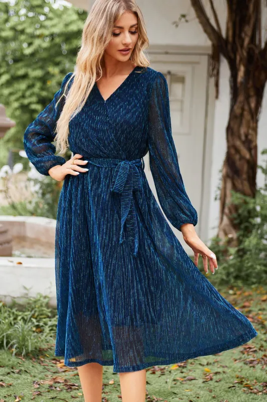 GRACE KARIN Surplice V-Neck Midi Dress Casual Long Sleeve Flared A-Line Dress sold by Grace Karin
