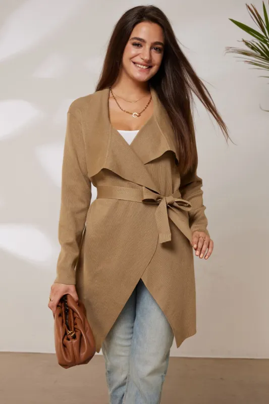 GRACE KARIN Mid-Thigh Length Cardigan Long Sleeve Irregular Lapel Sweater sold by Grace Karin