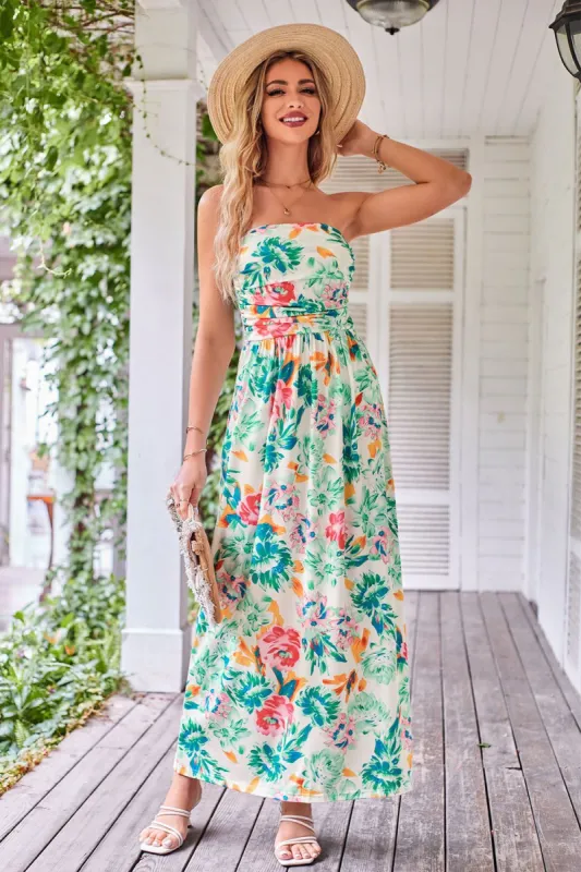 GRACE KARIN Strapless Pleated Waist Maxi Dress sold by Grace Karin