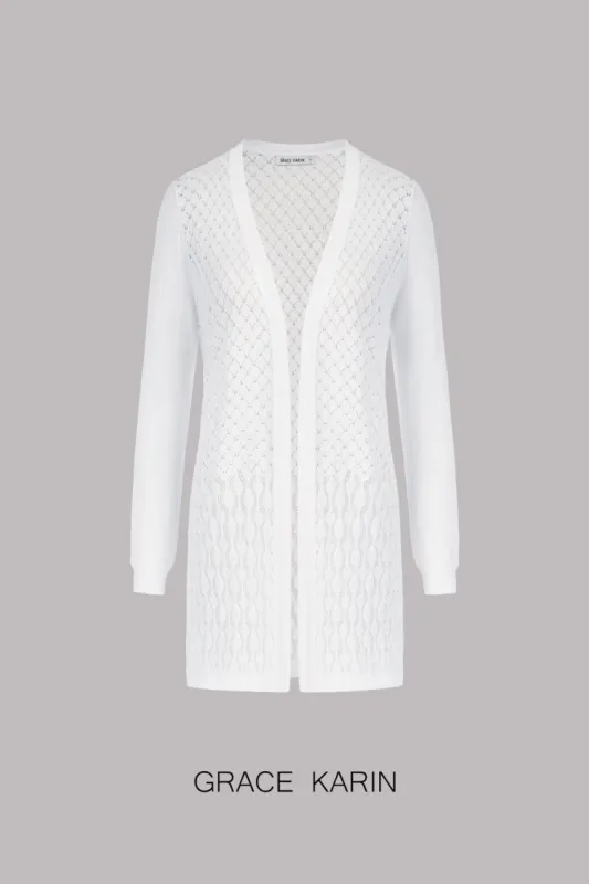 【$19.99 Flash Sale!】GRACE KARIN Hollowed-out Open Front Mid-Thigh Knitwear sold by Grace Karin