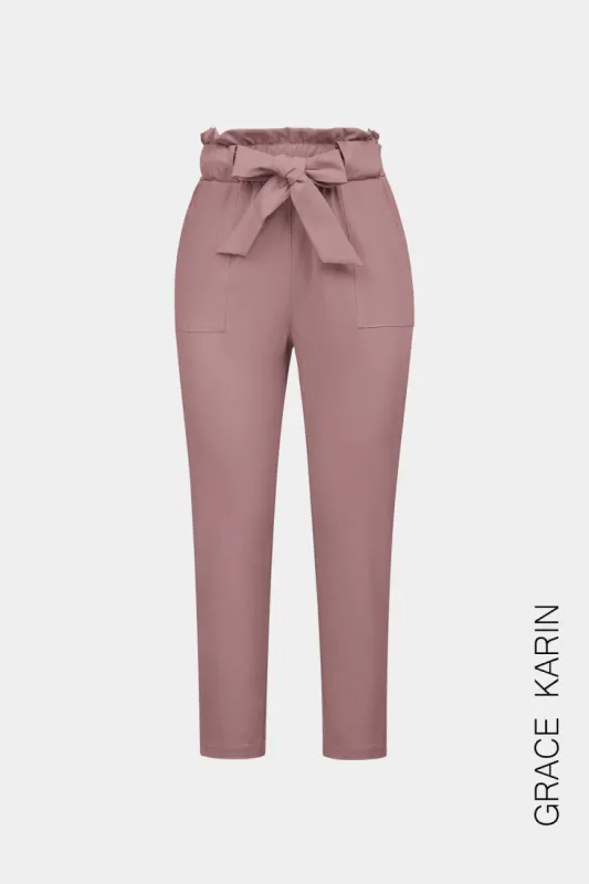 GRACE KARIN Casual Slim Fit Elastic Waist Cropped Paper Bag Pants sold by Grace Karin