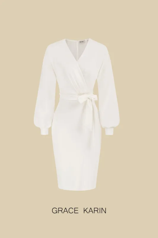 GRACE KARIN Women Defined Waist Dress OL Long Sleeve V-Neck Bodycon Dress sold by Grace Karin
