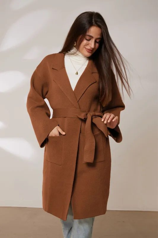 GK Women Lapel Collar Cardigan Dropped Shoulder Above Knee Open Front Sweater sold by Grace Karin