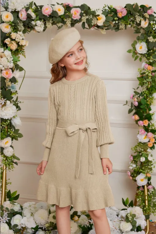 GRACE KAEIN Kids Mermaid Hem Crew Neck Knitted Sweater Dress sold by Grace Karin