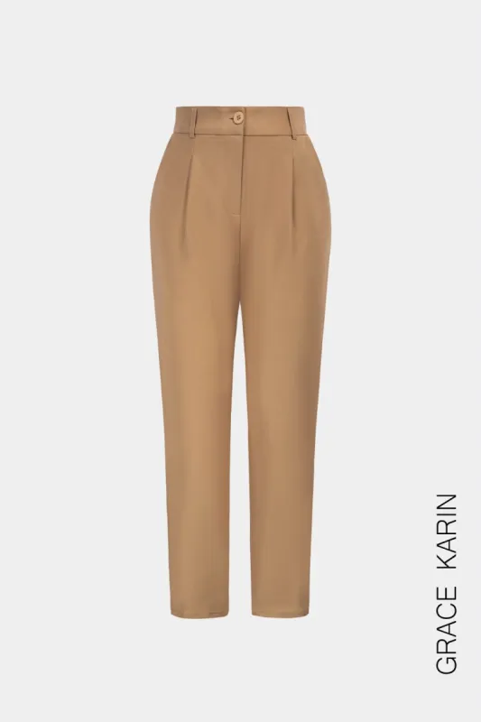GRACE KARIN High Waist Ankle Pants OL Solid Color Elastic Waist Work Pants sold by Grace Karin