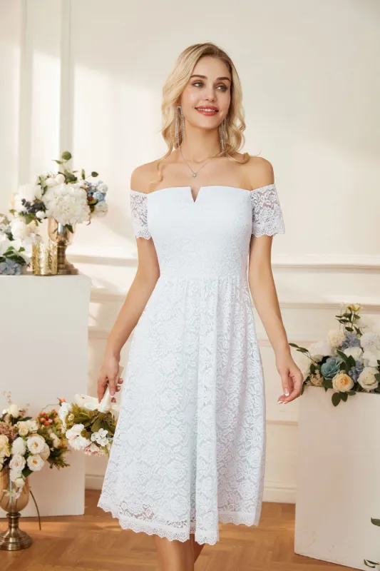 【$19.99 Flash Sale!】GRACE KARIN Women Lace Party Dress Strapless Short Sleeve Elastic Waist A-Line Dress sold by Grace Karin