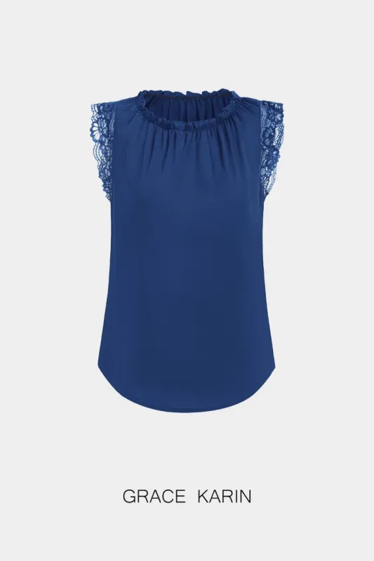 【$19.99 Flash Sale!】GRACE KARIN Ruffed Sleeveless Lace Vest Shoulders Tops sold by Grace Karin