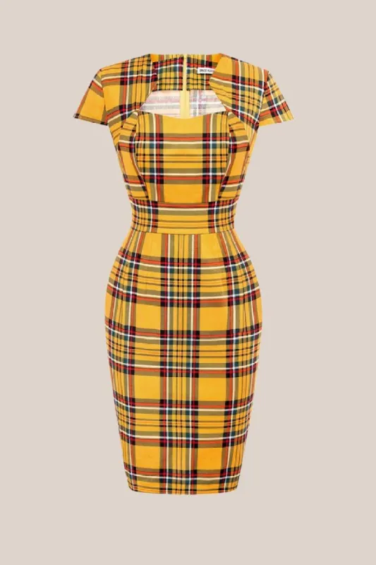 Vintage Cap Sleeve Pencil Dress  - Yellow sold by Grace Karin