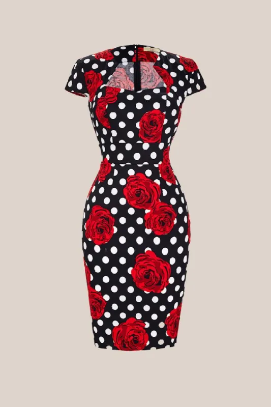 Vintage Cap Sleeve Pencil Dress  - Red made by Grace Karin