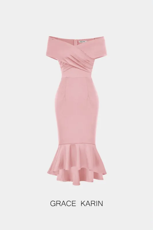 GRACE KARIN Women Mermaid Party Dress Off Shoulder Cross Bodice Bodycon Dress sold by Grace Karin