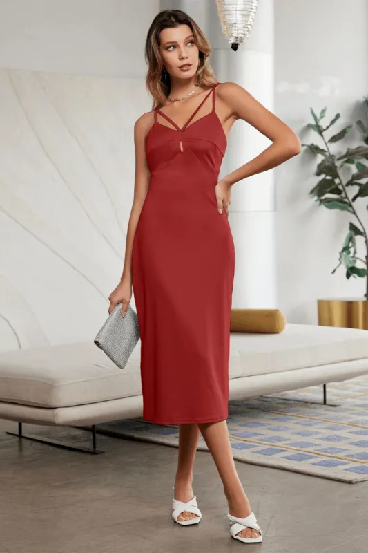 GRACE KARIN Dual Strap Cami Dress Comfy Cut-out Front V-Neck Bodycon Dress sold by Grace Karin