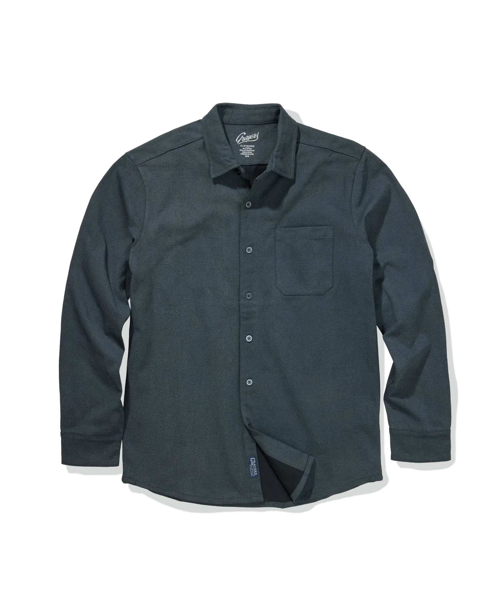 Printed Stretch Cotton Jersey - Navy sold by Grayers
