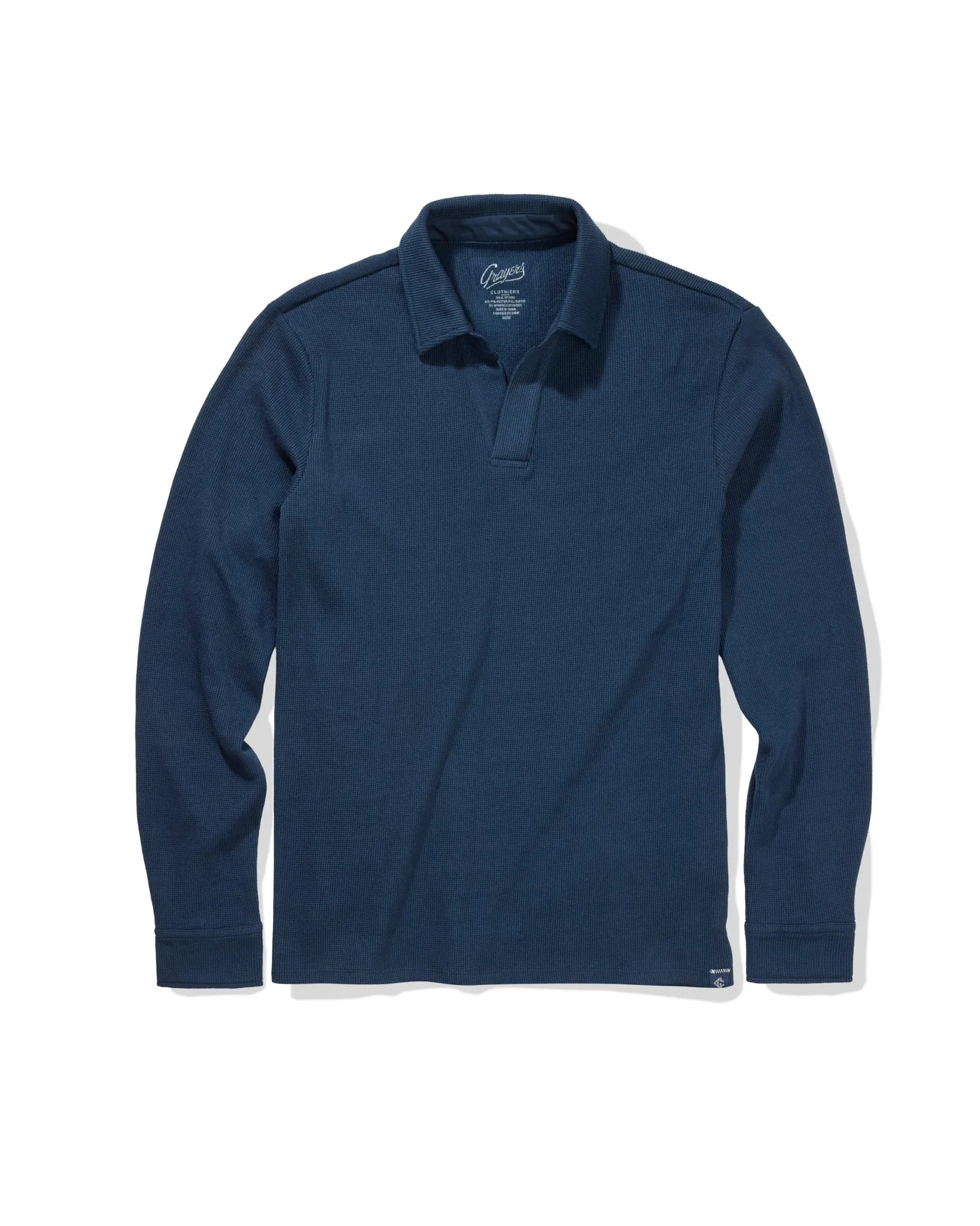 Waffle Johnny Collar Polo - Navy sold by Grayers