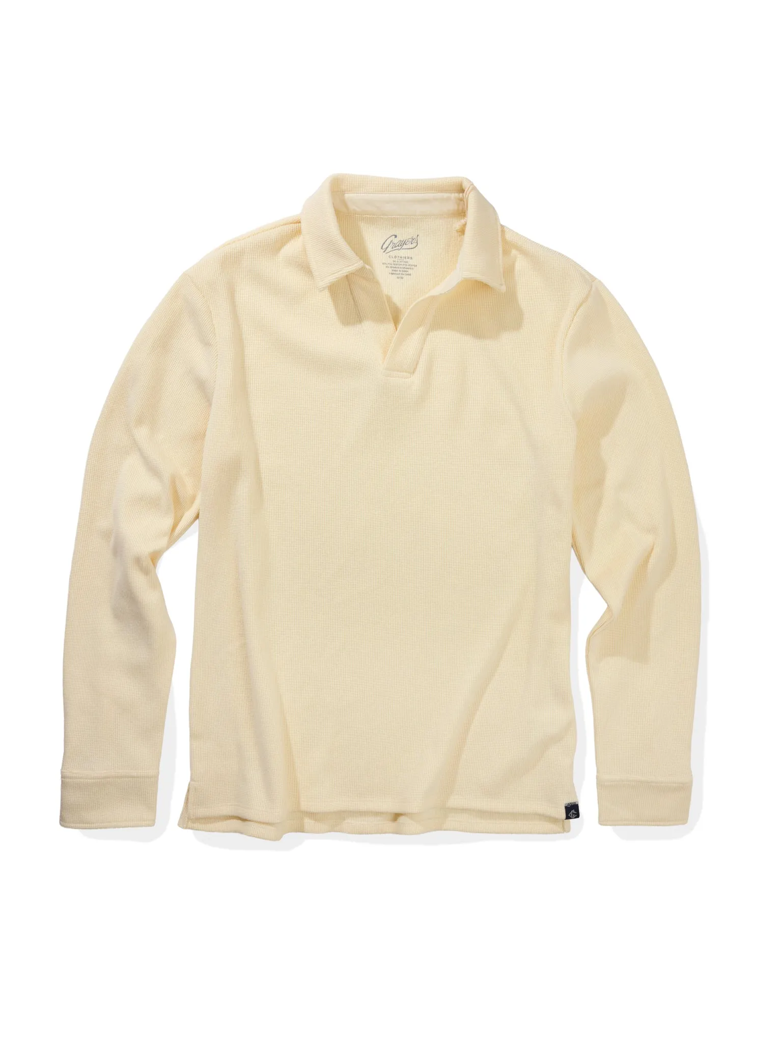 Waffle Johnny Collar Polo - Cream sold by Grayers