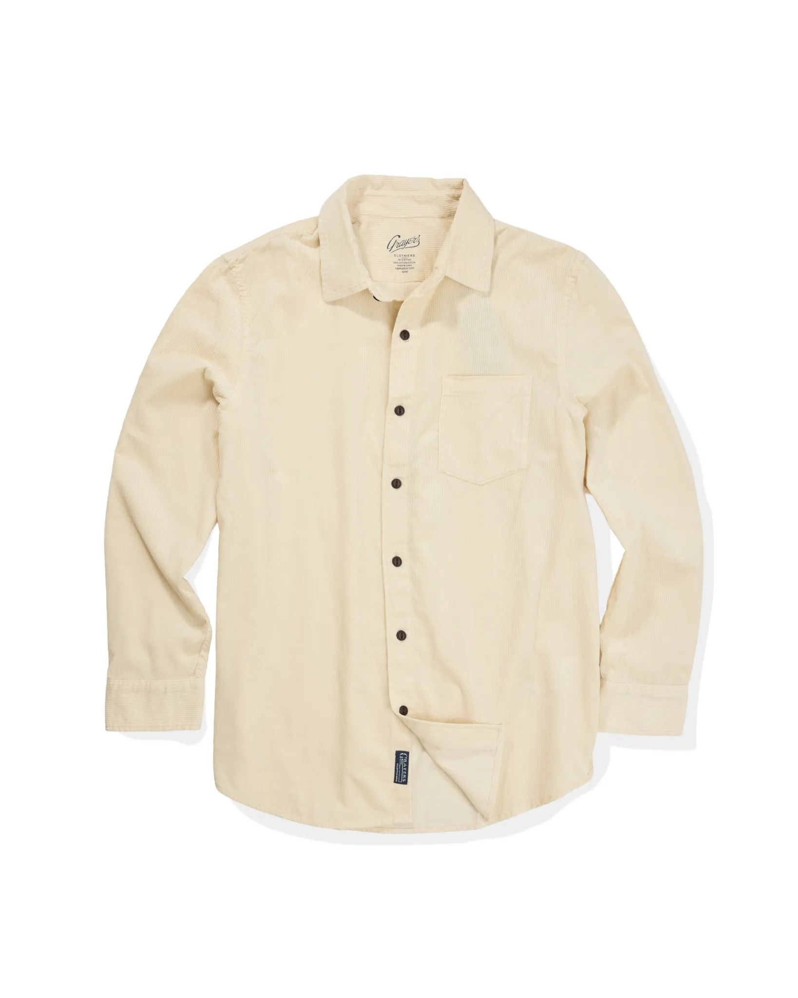 Saratoga Featherweight Corduroy Shirt - Cream sold by Grayers