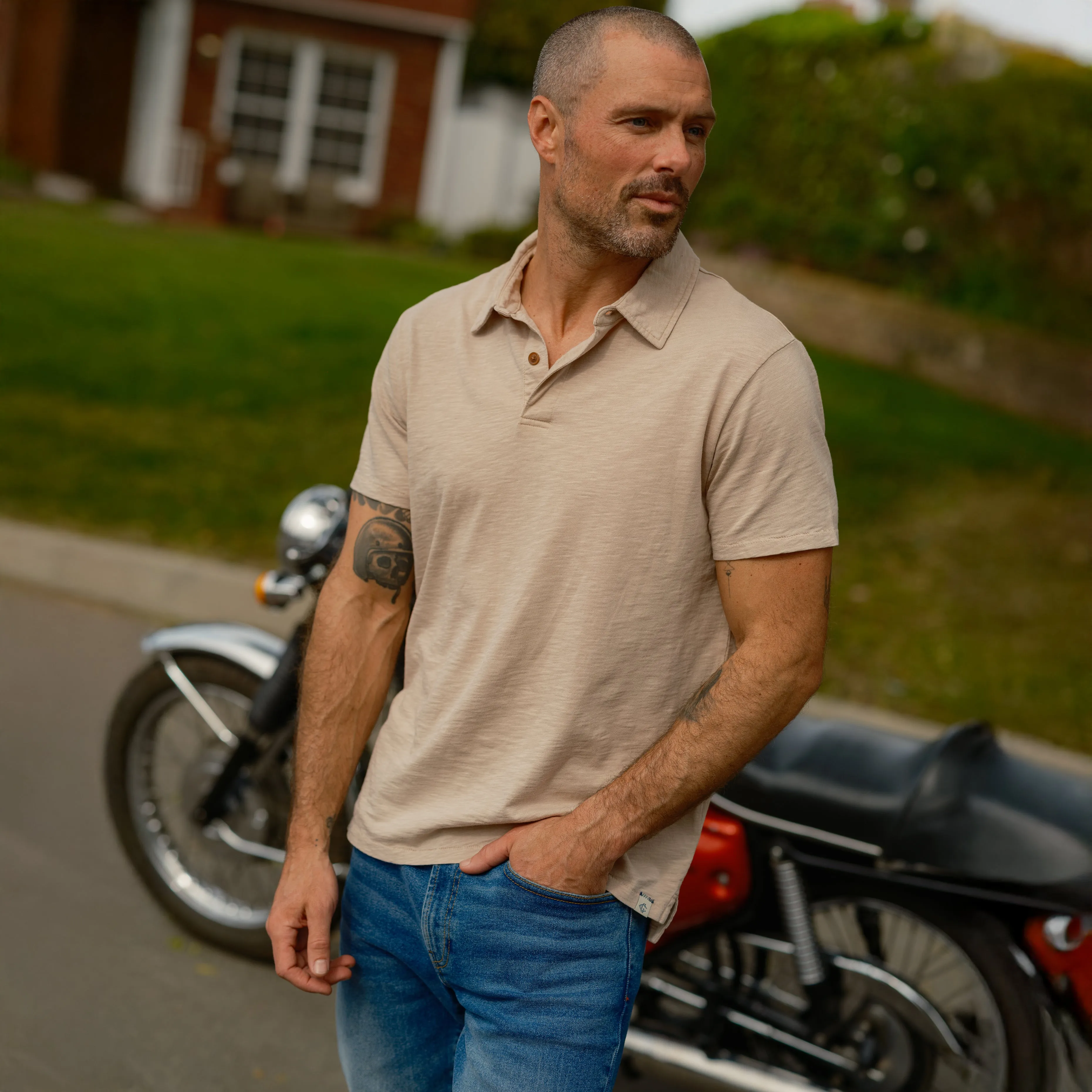 Sunwashed 2 Button Polo - Ecru sold by Grayers product image thumbnail 4