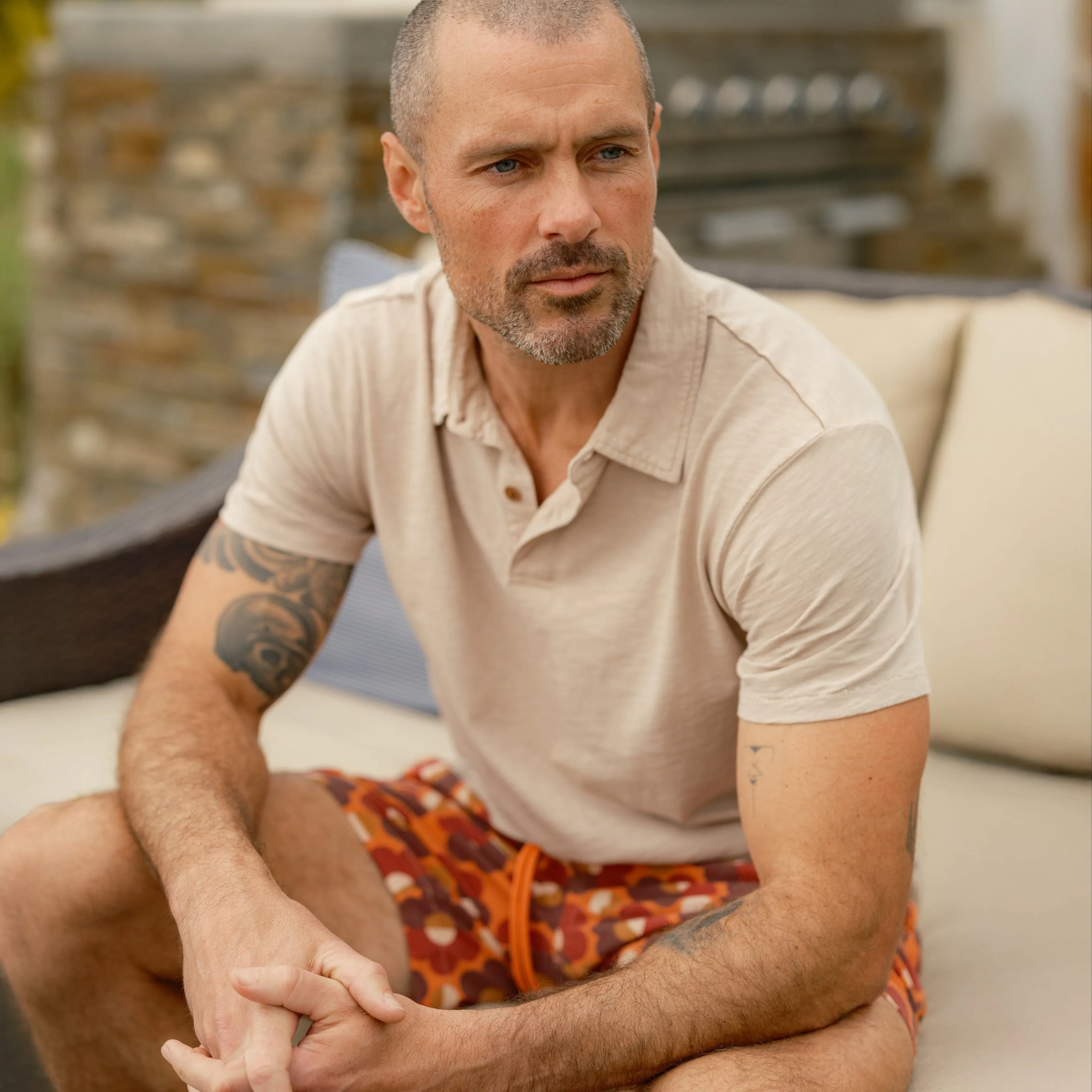 Sunwashed 2 Button Polo - Ecru sold by Grayers product image thumbnail 5