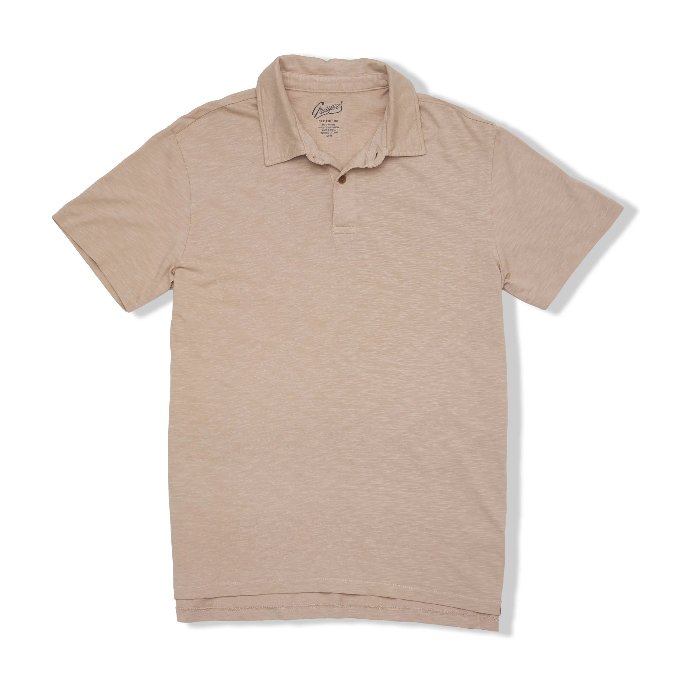 Sunwashed 2 Button Polo - Ecru sold by Grayers
