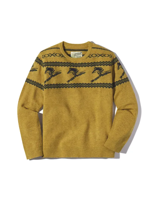 Retro Ski Sweater - Mustard sold by Grayers