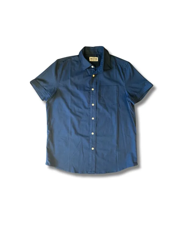 Maidstone Stretch Oxford Short Sleeve Shirt - Navy sold by Grayers