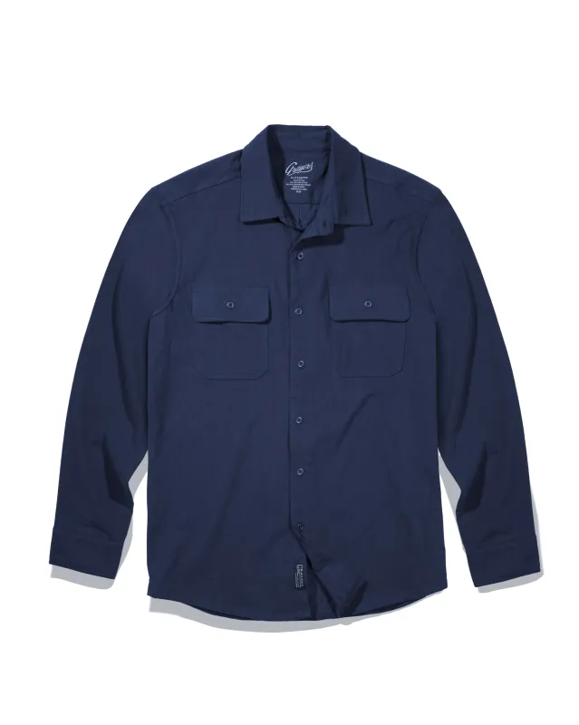 Momo Sueded Jersey Work Shirt - Navy made by Grayers