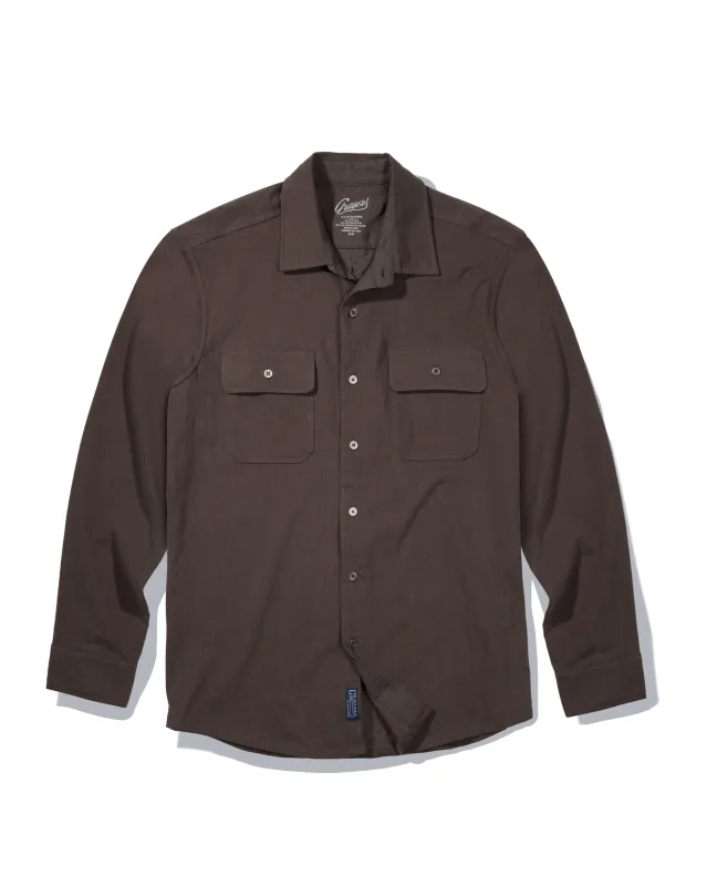 Momo Sueded Jersey Work Shirt - Dark Chestnut sold by Grayers