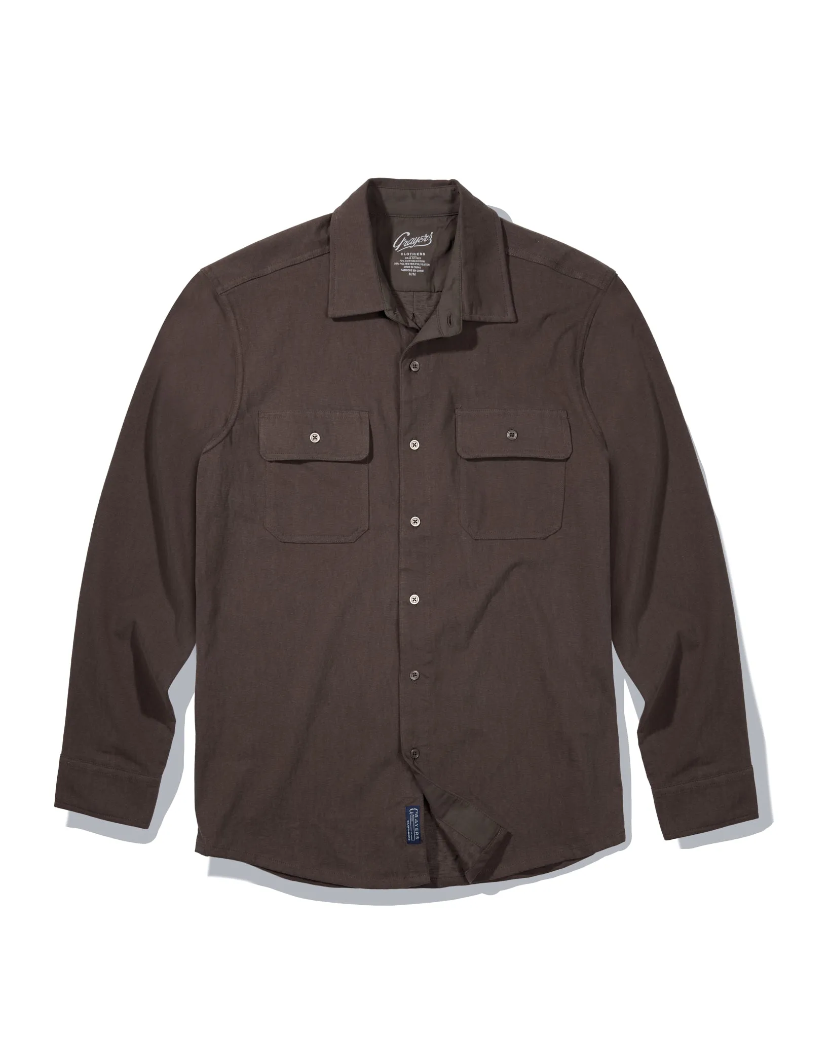 Momo Sueded Jersey Work Shirt - Dark Chestnut sold by Grayers