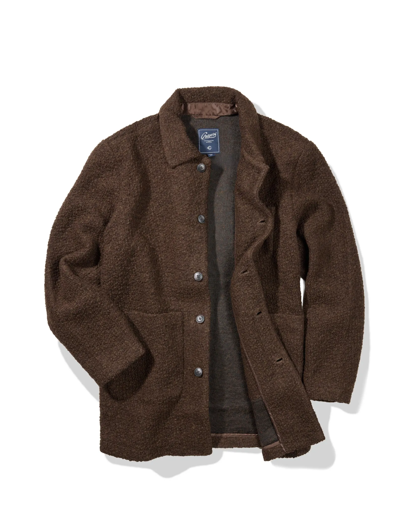 Wool Boucle Car Coat - Dark Chocolate sold by Grayers product image thumbnail 2