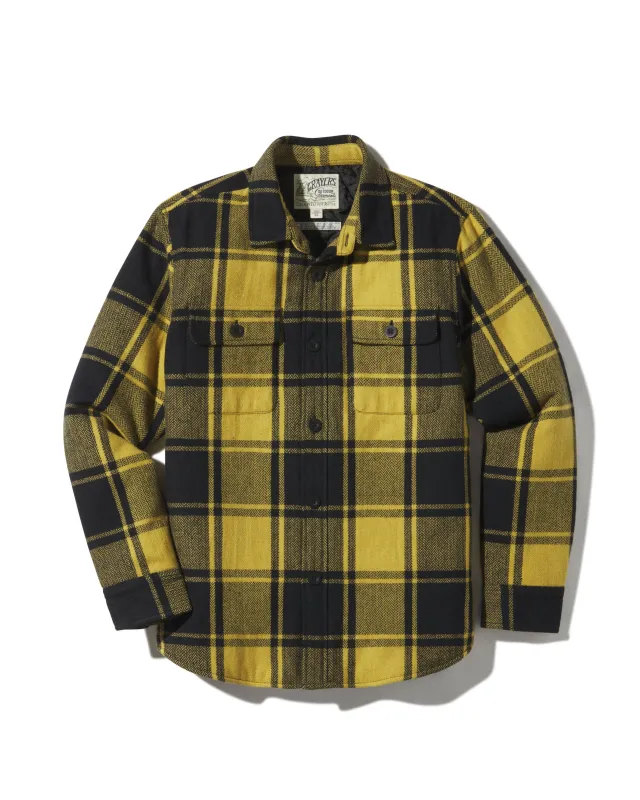 Retro Wool Padded Shirt Jacket - Mustard Black sold by Grayers