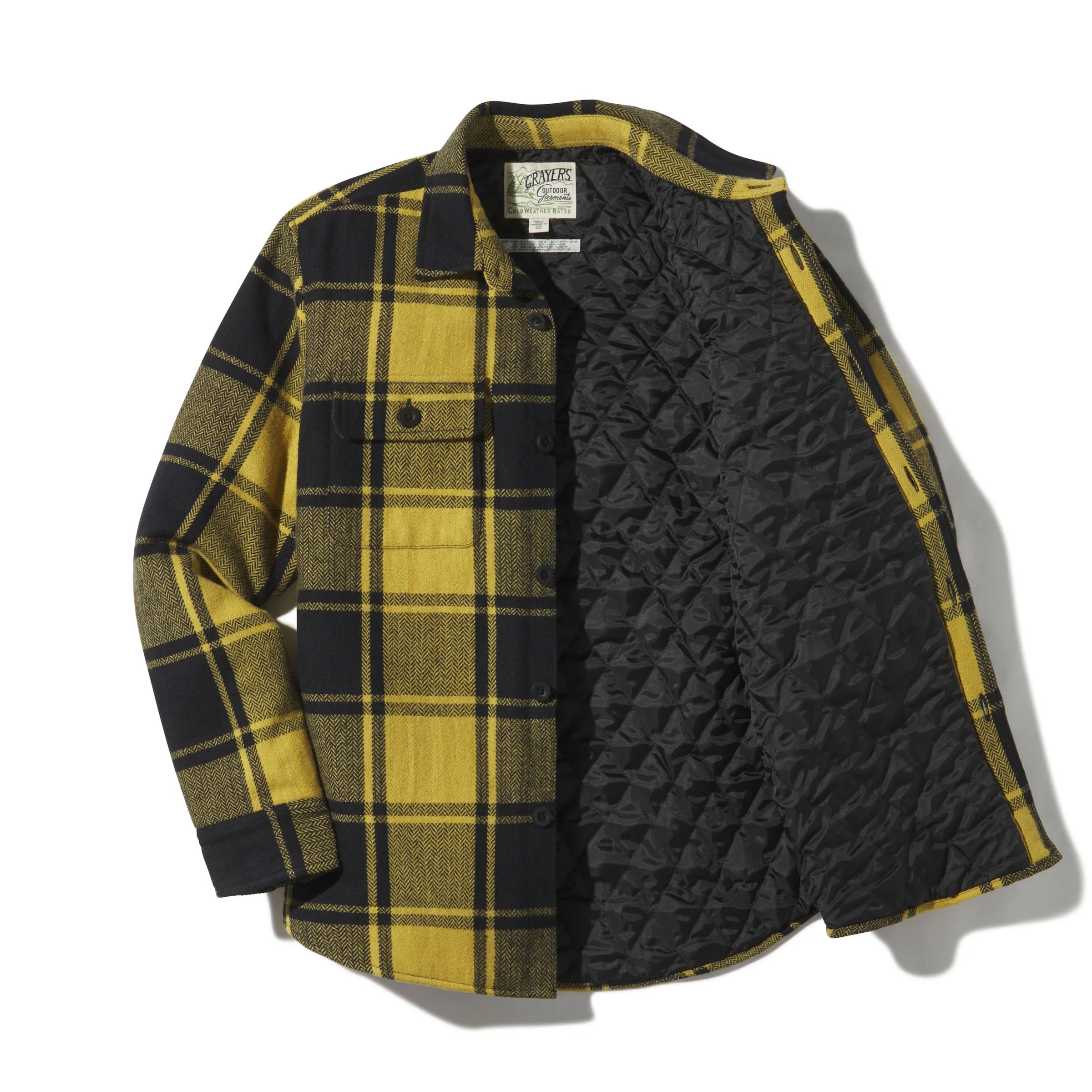 Retro Wool Padded Shirt Jacket - Mustard Black sold by Grayers product image thumbnail 2