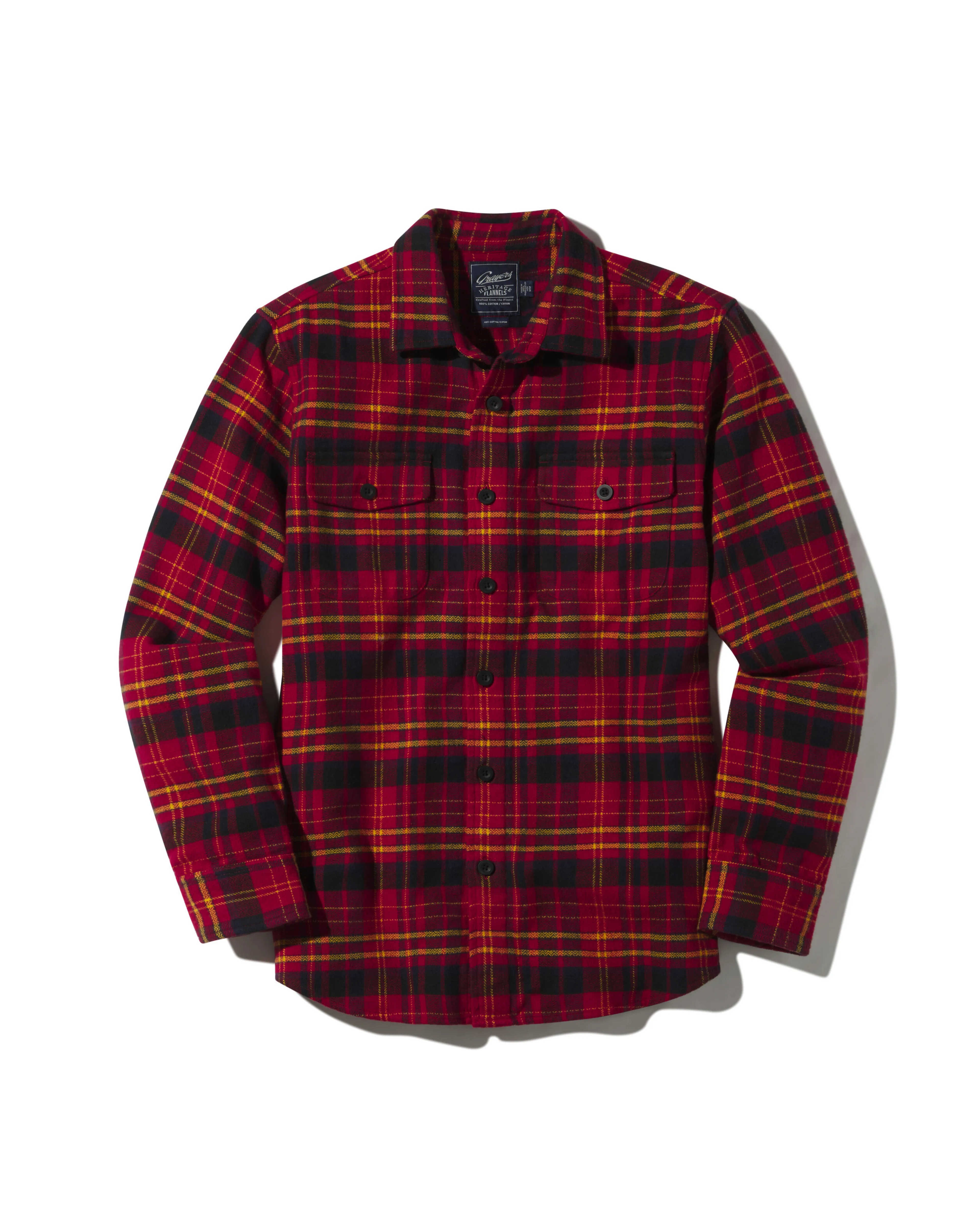 Herringbone Heritage Flannel - Red Navy Gold sold by Grayers