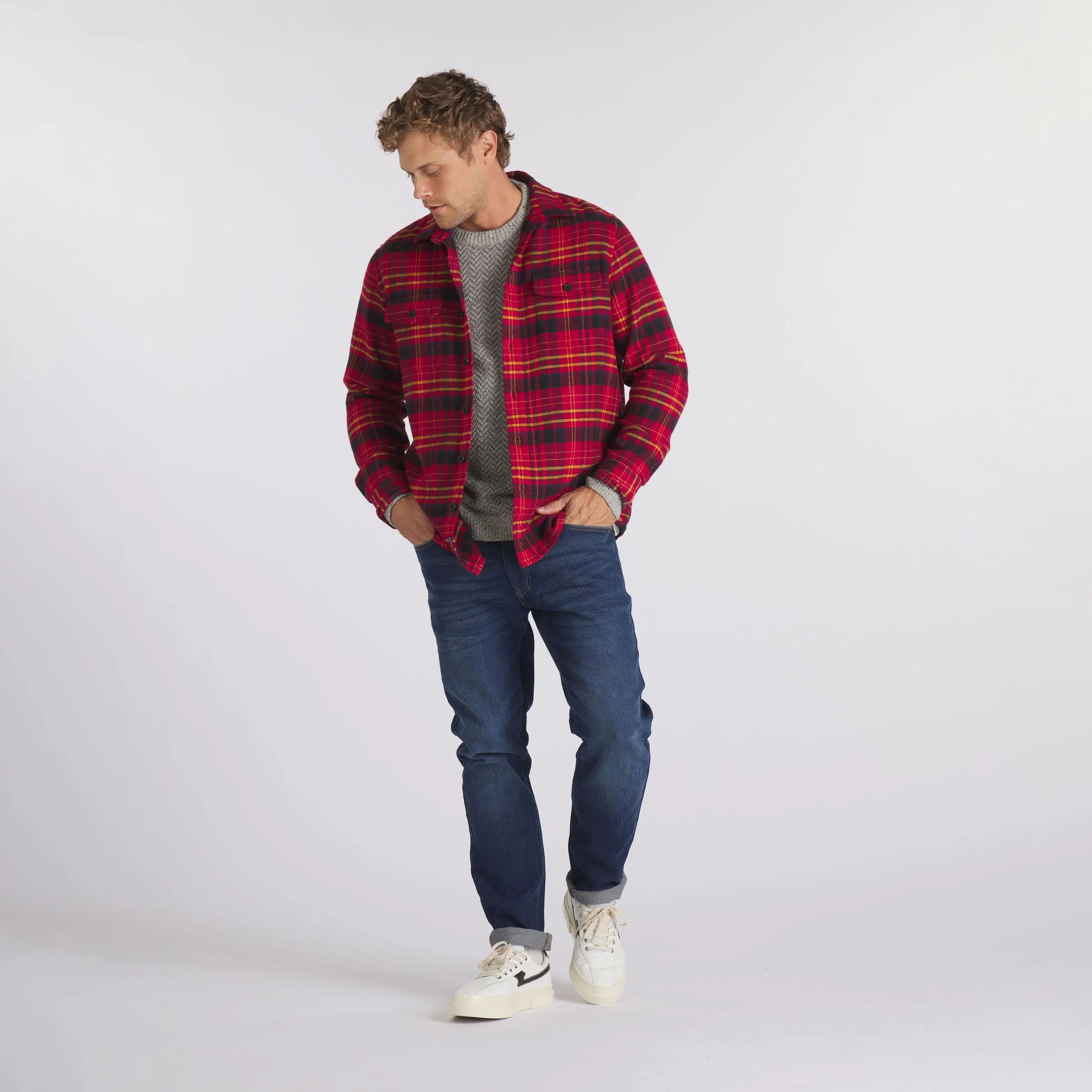 Herringbone Heritage Flannel - Red Navy Gold sold by Grayers product image thumbnail 5