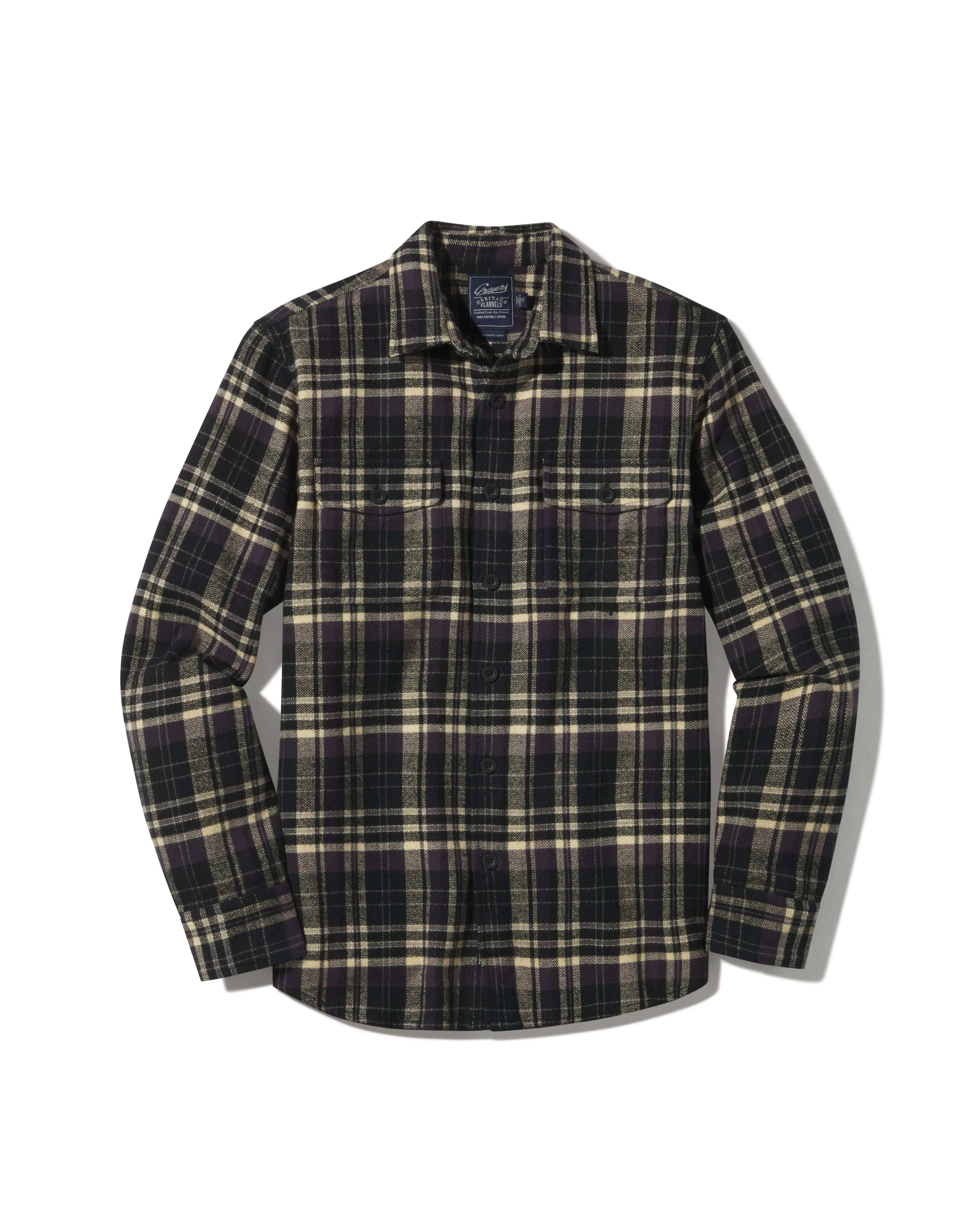 Herringbone Heritage Flannel - Black Cream sold by Grayers