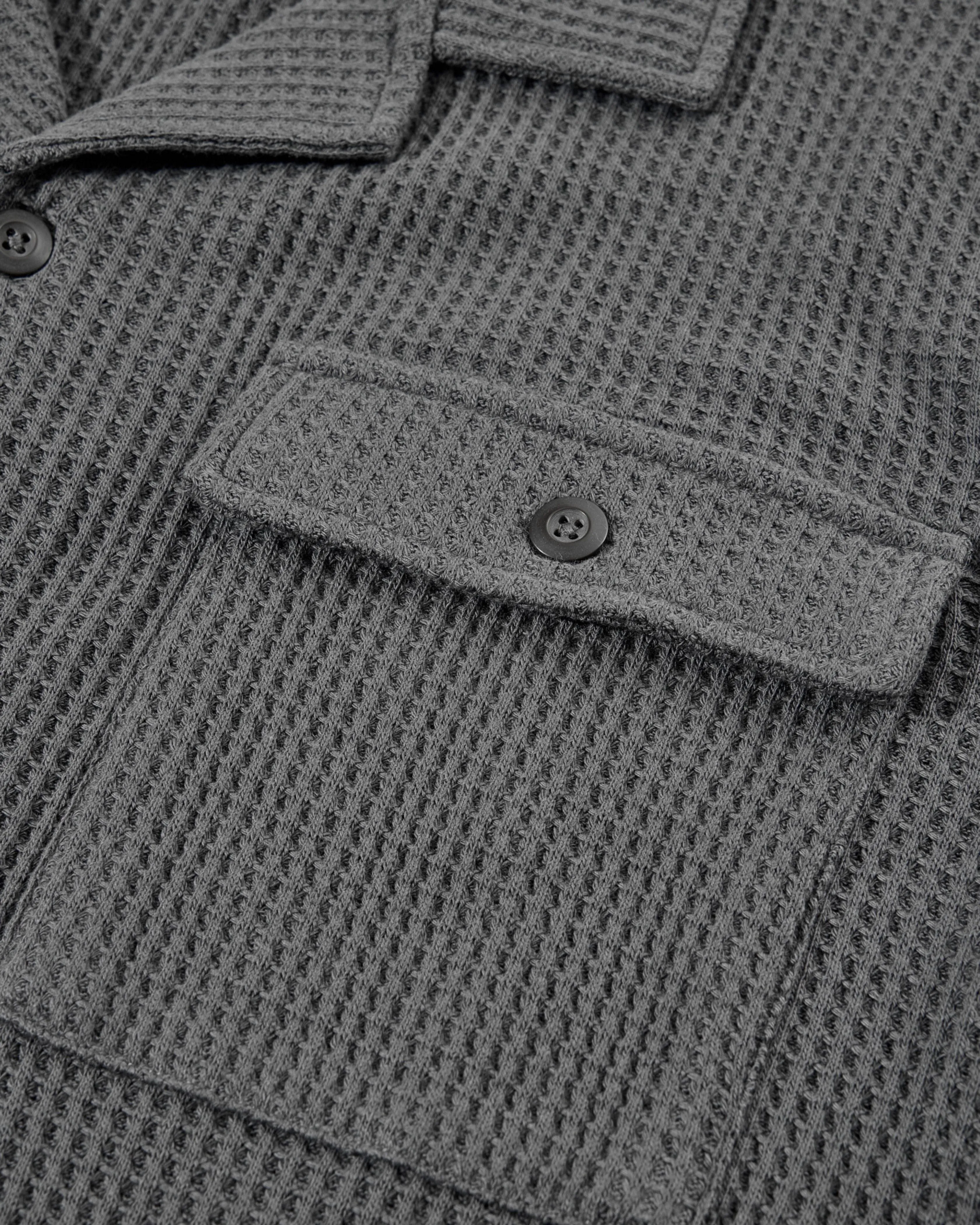 Waffle Button Front Camp Shirt - Charcoal sold by Grayers product image thumbnail 3