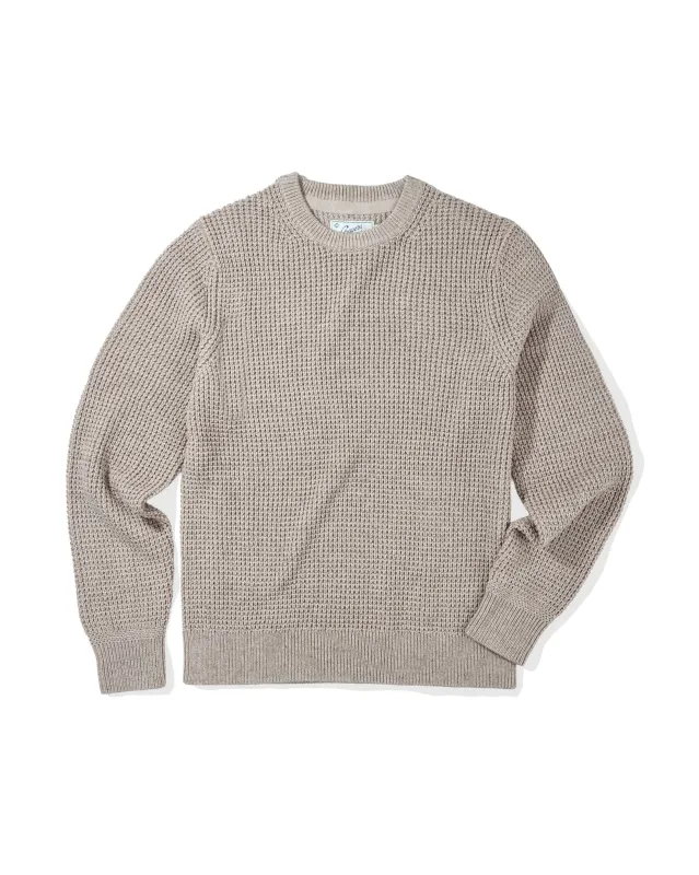 Guernsey Waffle Crew Neck - Oatmeal sold by Grayers