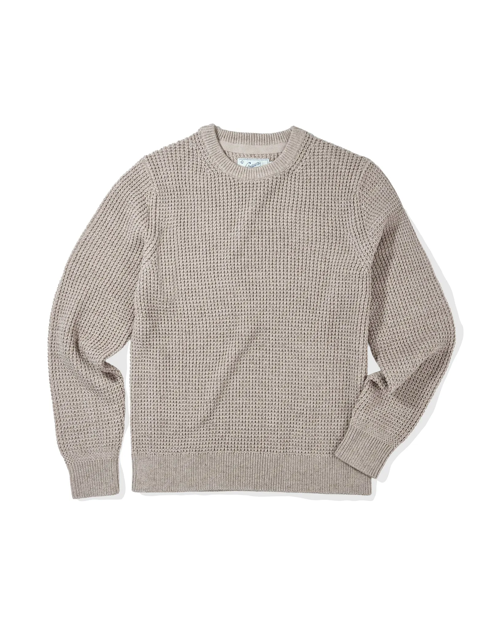 Guernsey Waffle Crew Neck - Oatmeal sold by Grayers