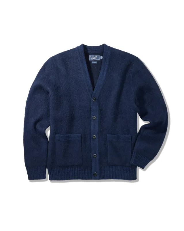 Kent Brushed Wool Cardigan - Blue Graphite made by Grayers
