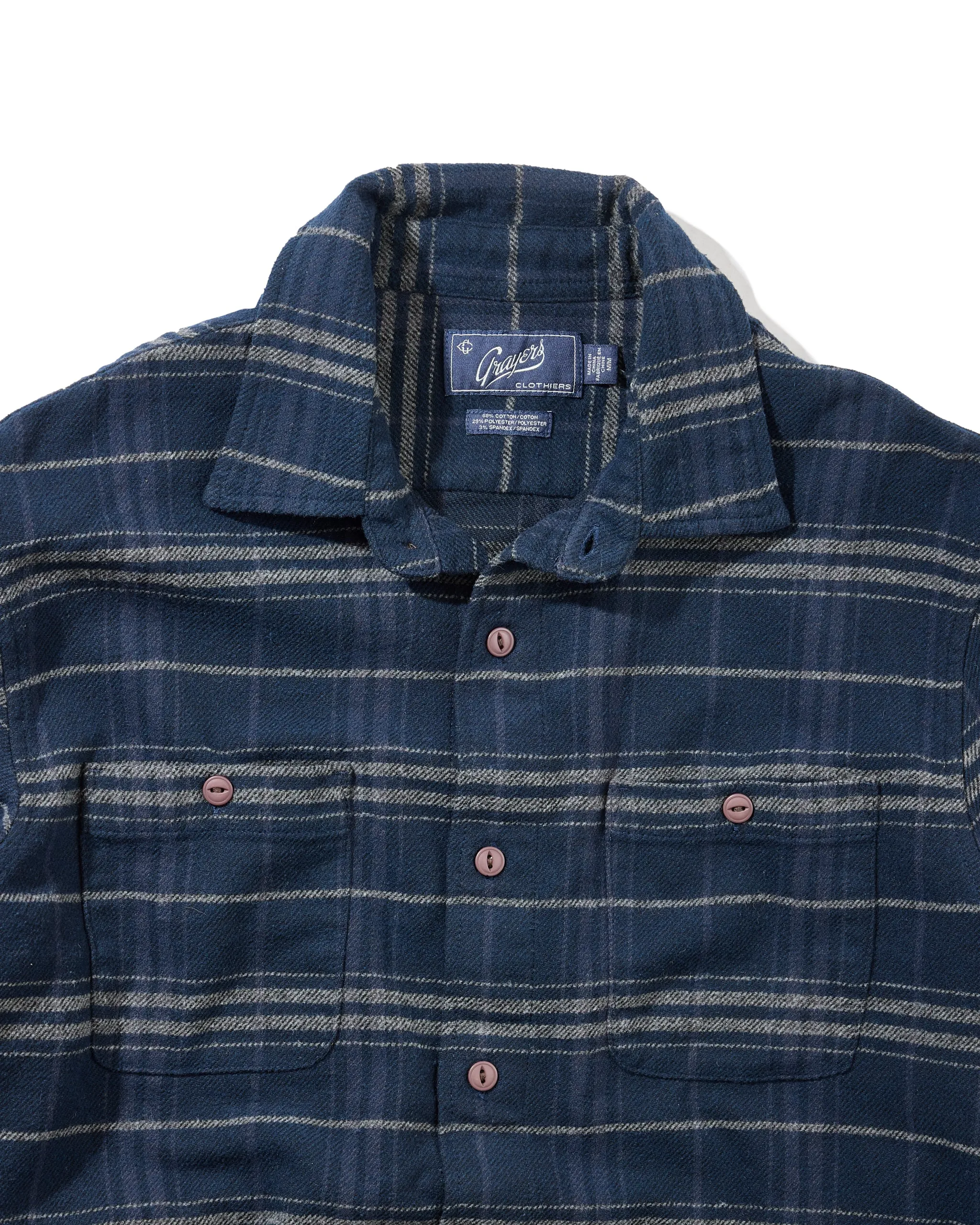 Colorado Midweight Flannel - Navy Stripe sold by Grayers product image thumbnail 3