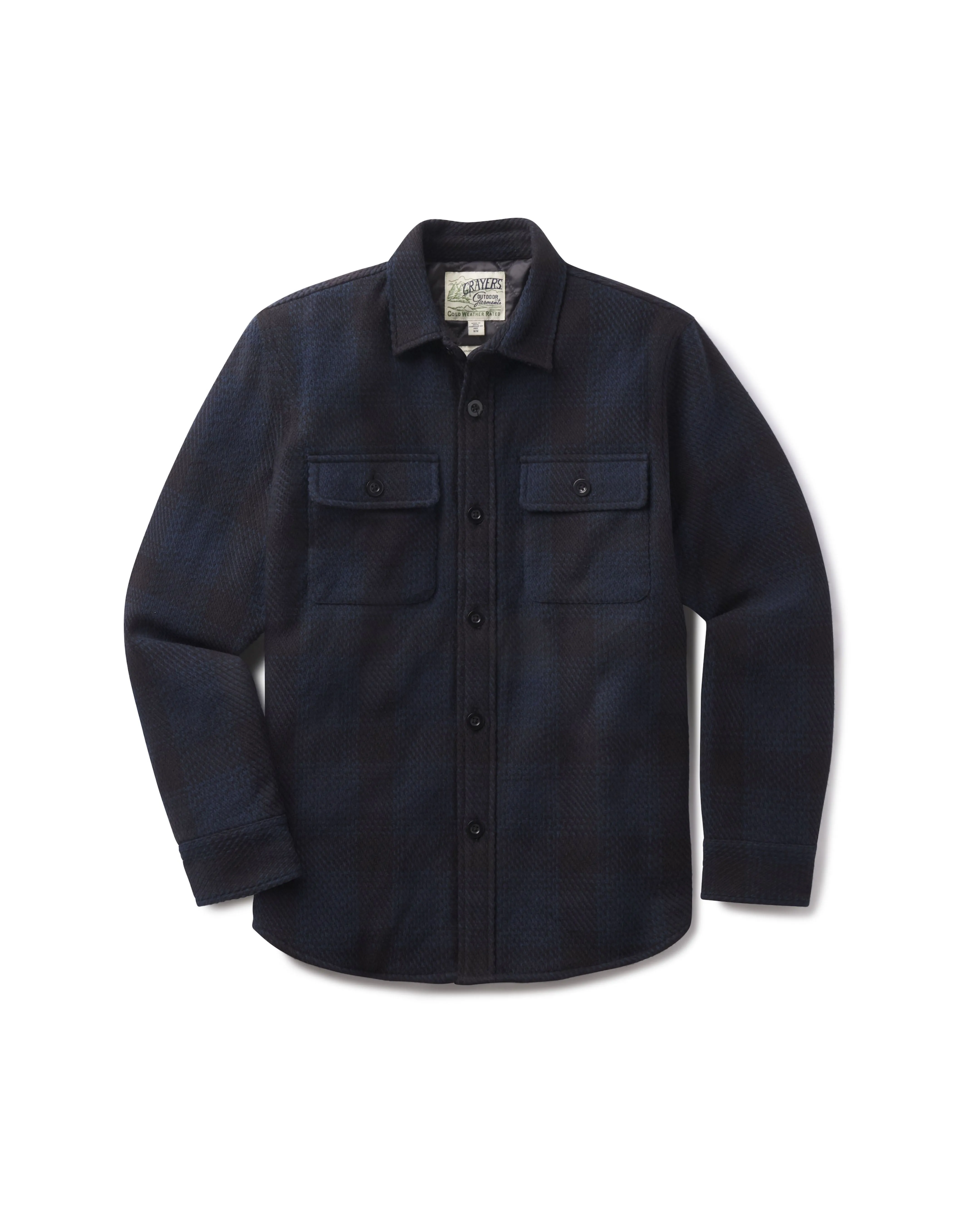 Brawny Twill Quilted Shirt Jacket - Navy sold by Grayers