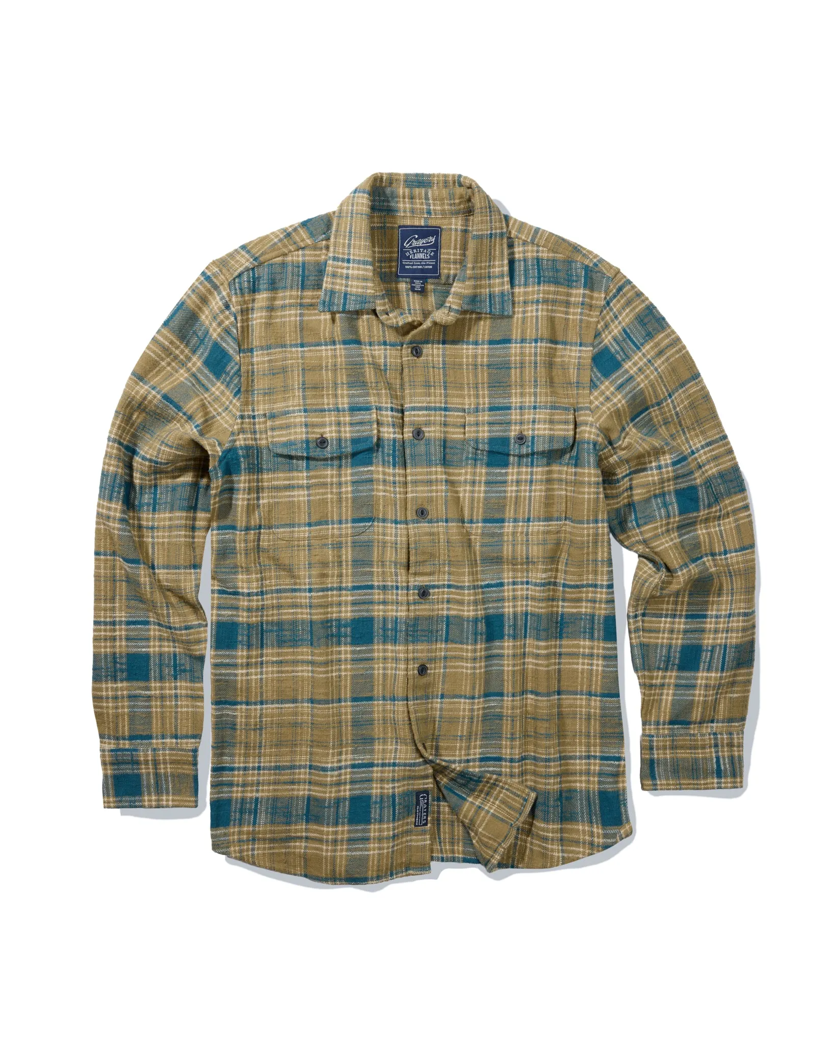 Vintage Slub Twill Shirt - Olive Pine sold by Grayers