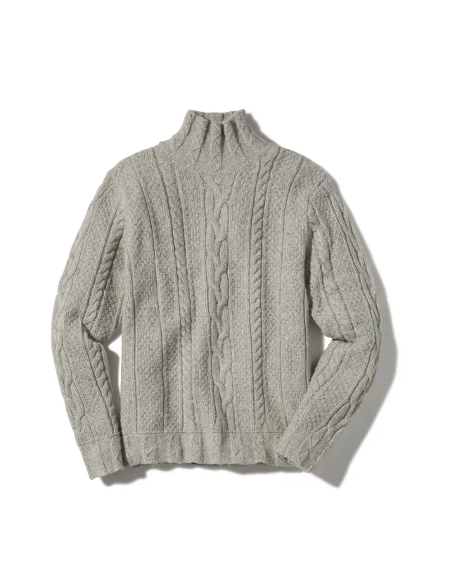 Fisherman Cable Turtleneck - Light Gray sold by Grayers