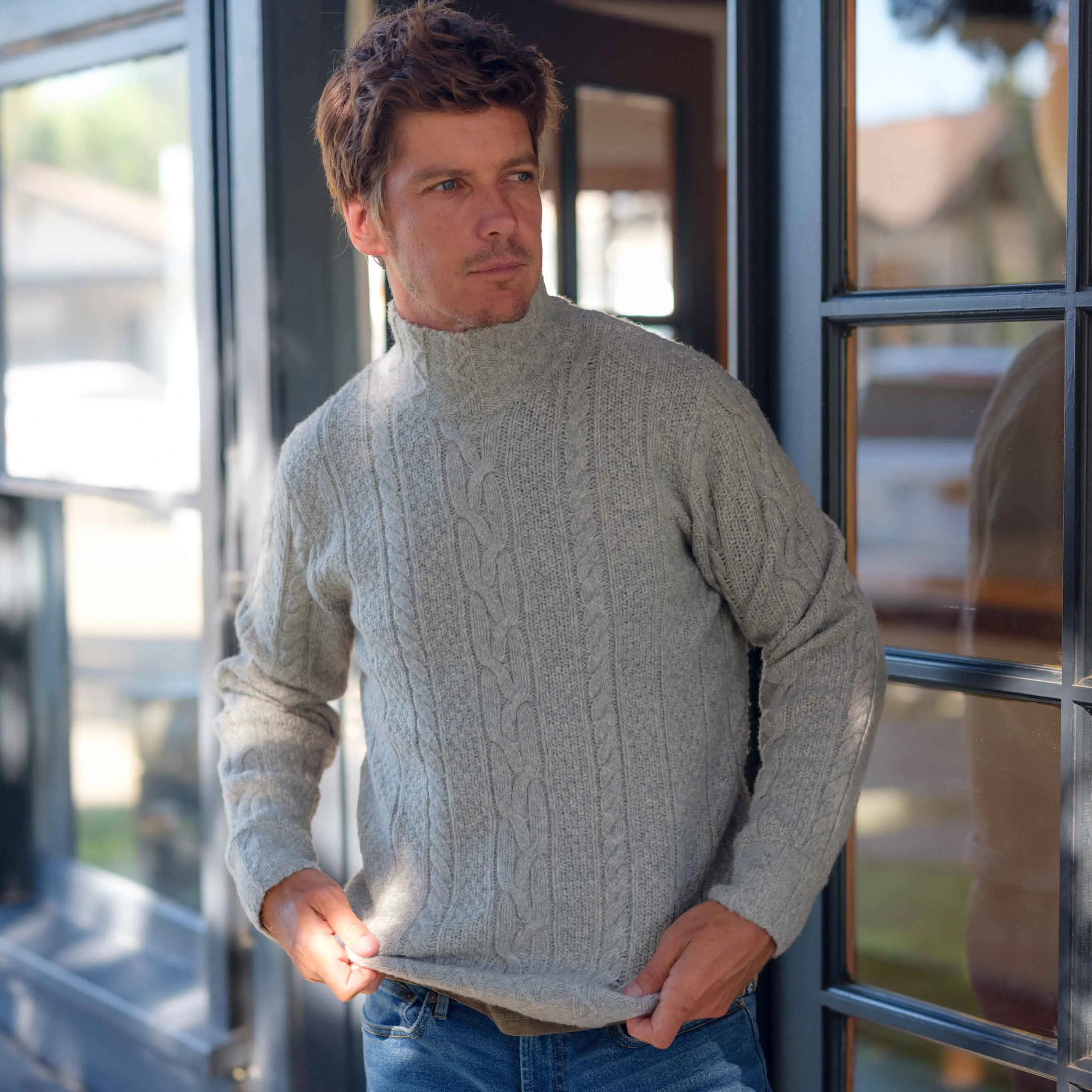Fisherman Cable Turtleneck - Light Gray sold by Grayers product image thumbnail 2