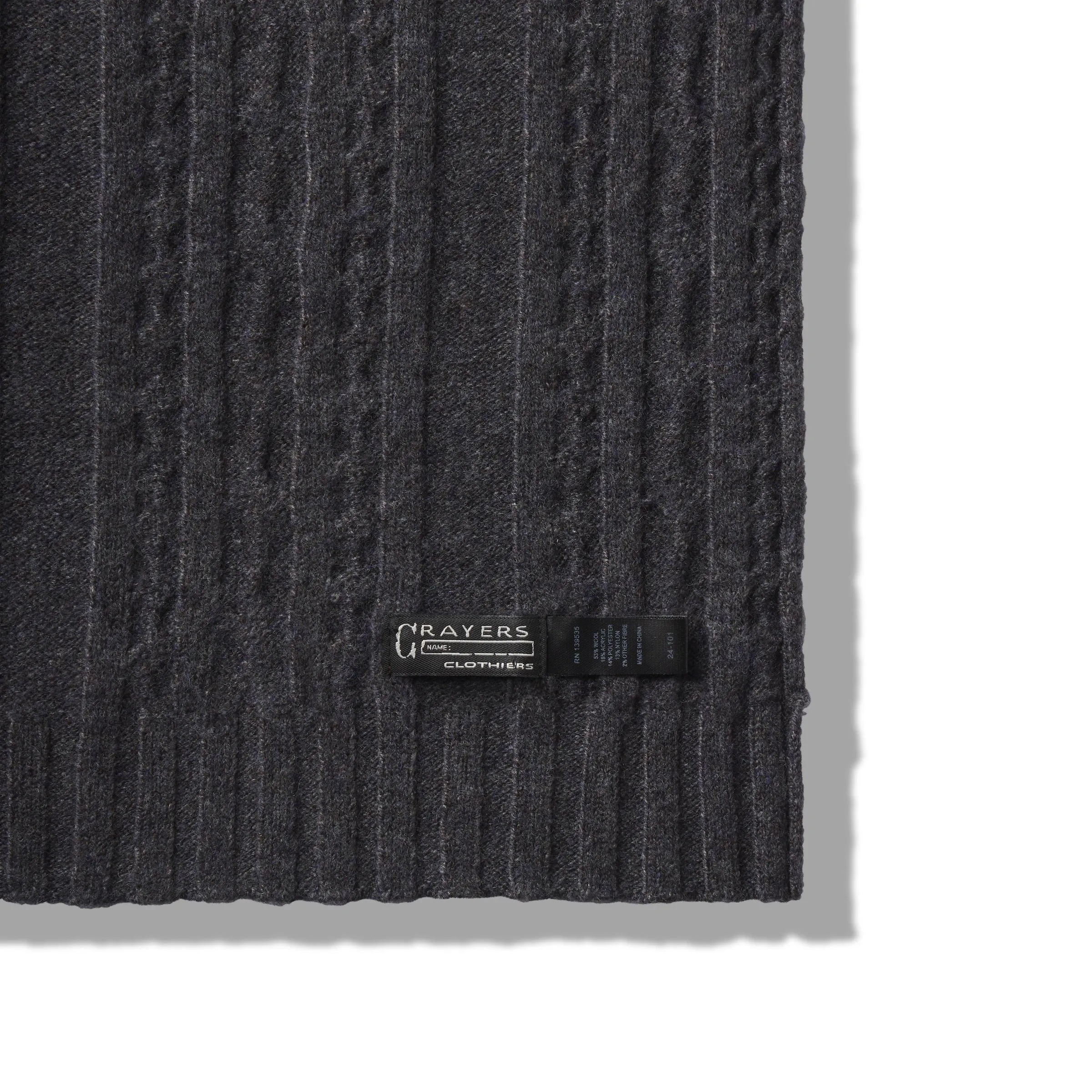 Yarmouth Cable Scarf - Charcoal sold by Grayers product image thumbnail 3