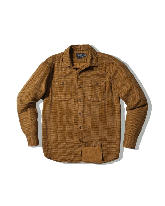 Houndstooth Double Cloth Workshirt - Dark Curry made by Grayers
