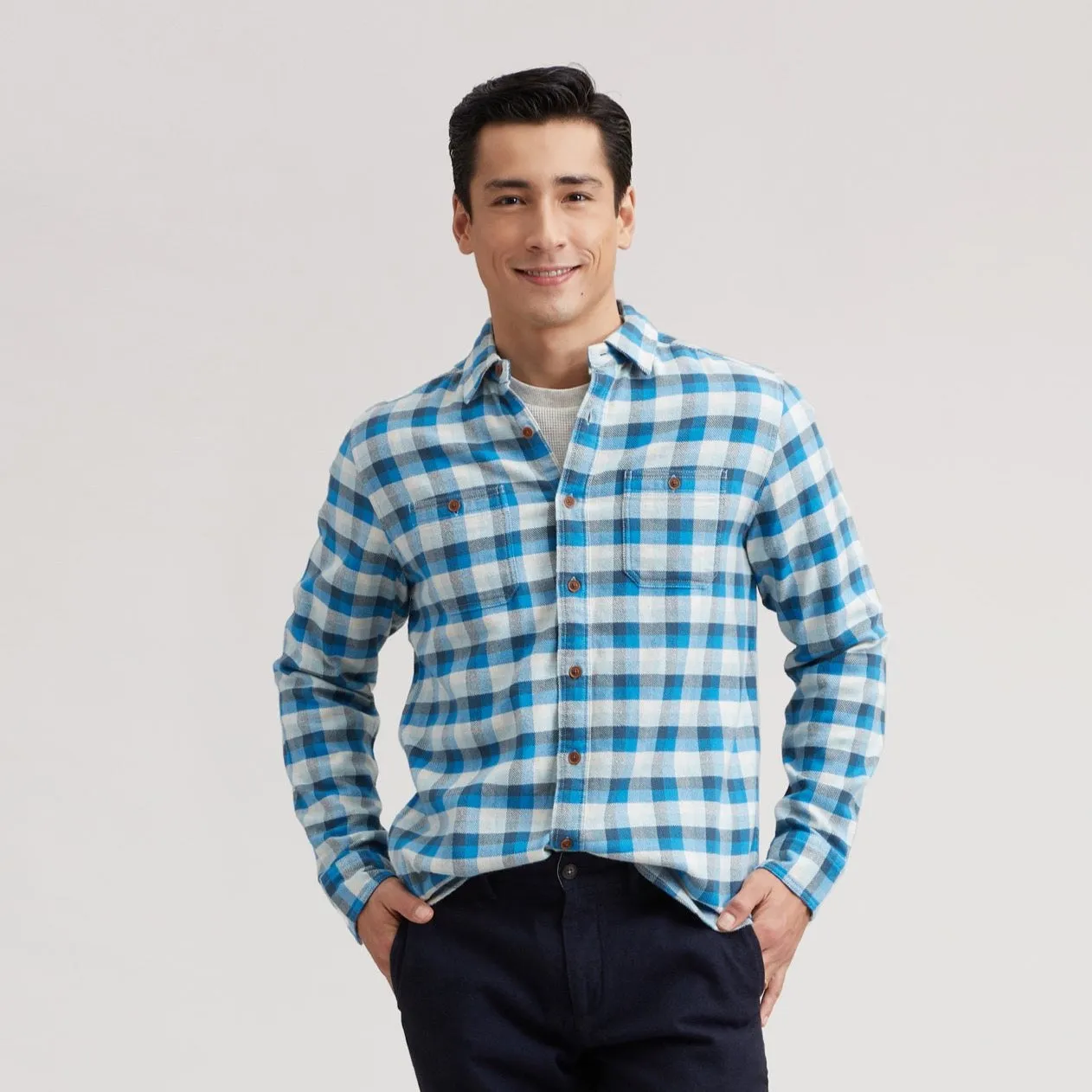 Gingham Heritage Flannel Shirt - Navy Blue Gray * sold by Grayers product image thumbnail 2