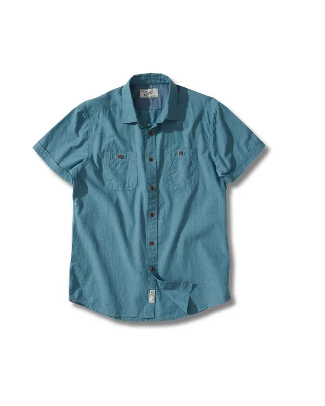 Townsend Dobby Short Sleeve Shirt - Storm Blue Whisper* made by Grayers