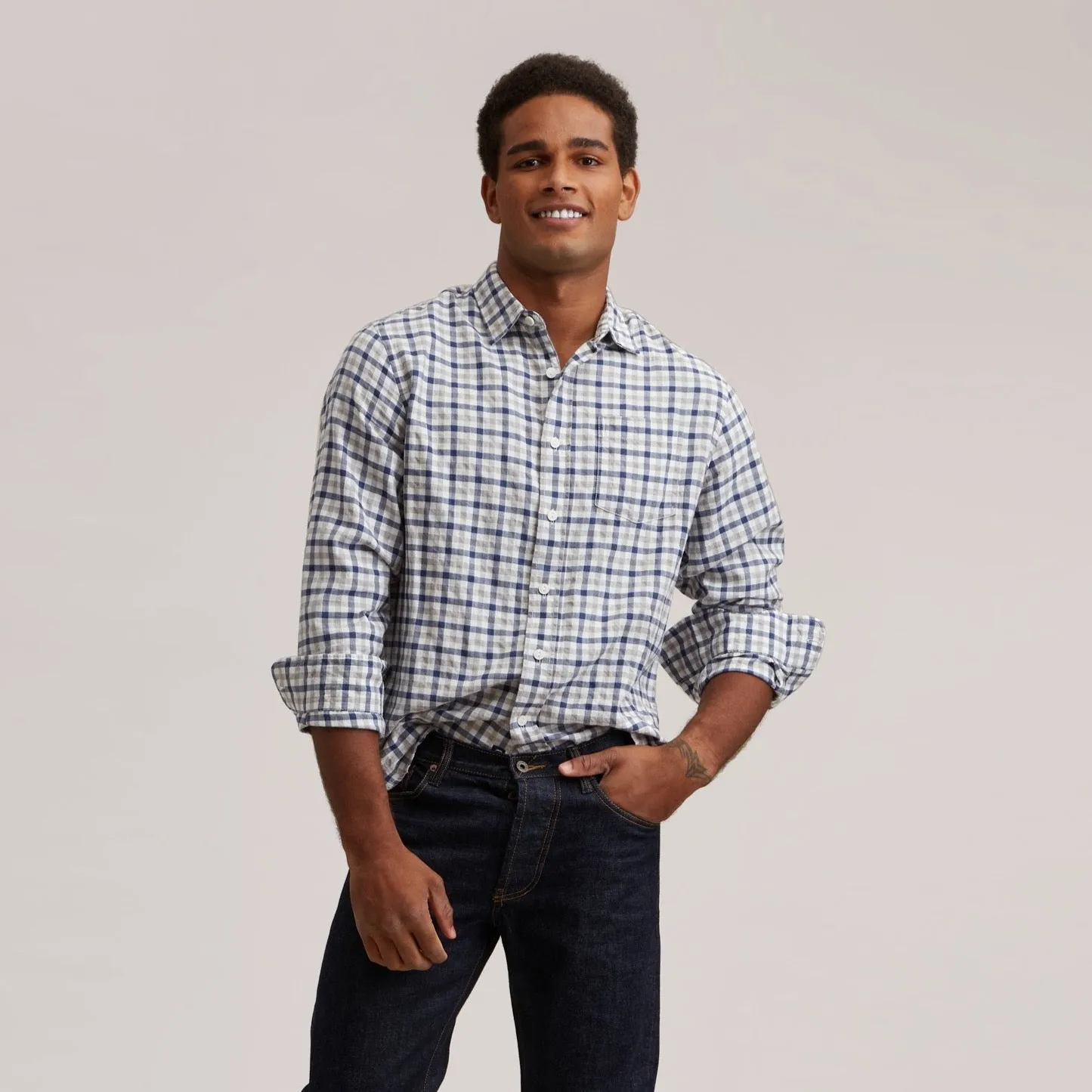 Brompton Hi-Twist Herringbone - Gray Navy Cream * sold by Grayers product image thumbnail 3