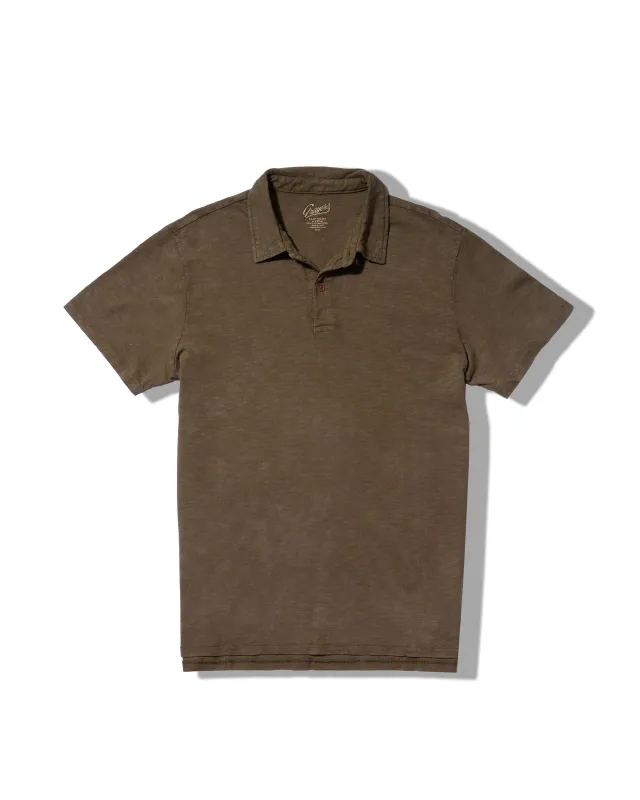 Sunwashed 2 Button Polo - Military Olive * sold by Grayers
